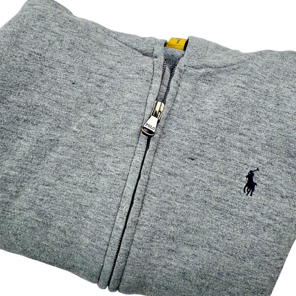 Polo Ralph Lauren Boys Sz 5 Full Zip Gray Hooded Jacket Blue Pony Prep Classic - Picture 5 of 7